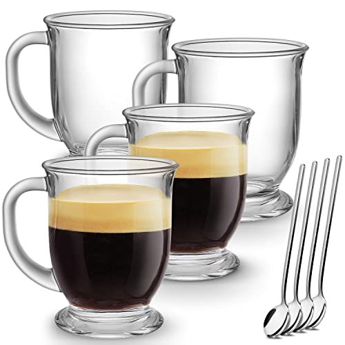 Mfacoy Glass Coffee Mugs Set of 4, Clear Large Coffee Mug 15 Oz With Handles for Hot Beverages, Clear Mugs for Tea, Cappuccino, Latte, Espresso Coffee, Juice, Glass Coffee Cups by Mfacoy - Used condition - US$20.69