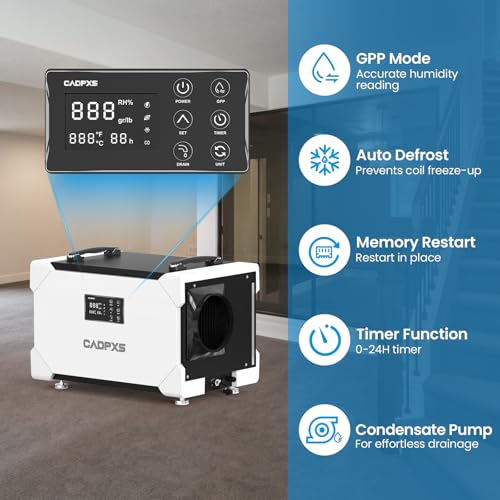 Image of CADPXS Commercial Dehumidifier with Pump for Crawl Space, Auto Defrost