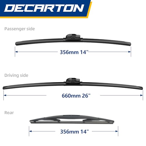 Image of 3 Wipers Factory Replacement For Nissan Versa 2007-2012 | Original Equipment Replacement Windshield Wiper Blades Set - 26 inch+14 inch+14 inch (Set of 3)