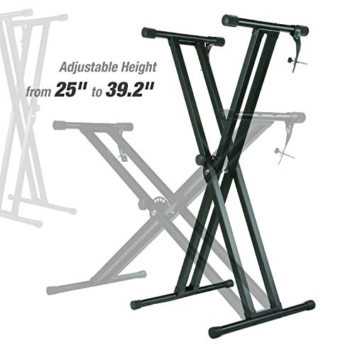 Image of TECHTEST Piano Stand Keyboard Stand Adjustable X-Type Universal Double-Braced X-Style Stand with Locking Straps Assembly Required