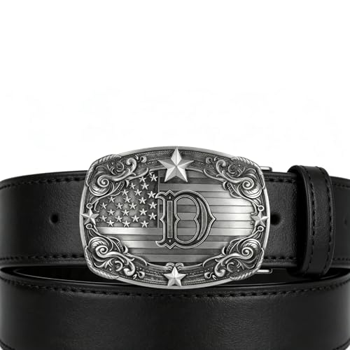 Image of Western Belt Buckle for Men Vintage Cowboy Rodeo Texas Initial Letter ABCDJMR to Z Belt Buckles