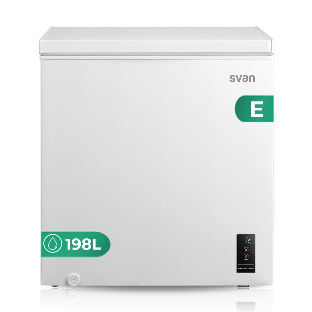 Svan Congelador Horizontal Blanco SCH2003EDC. Capacidad 198 Litros, Dual Cooling, 1 Cesta, Bajo Nivel Sonoro, Eficiencia Energética Clase E