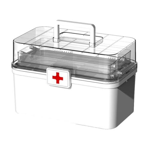 Organizzatore di forniture mediche: scatola di medicina impilabile, scatola di pillole a 3 strati | Armadio di primo soccorso di grande capacità con manico e clip di blocco, per la e