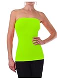 Sofra Tube Top - Women's Seamless Plain Colored Tube Top (Neon Lime)