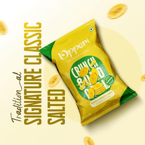 Image of Upperi Classic Salted Kerala Banana Chips | 70g | Kerala Style Nendran Banana | Rice Bran Oil Fried | Zero Trans Fat | NABL Certified | No Artificial Colour | Vegetarian