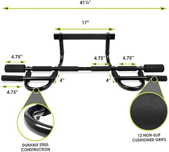 Upgrade Pull Up Bar for Doorway - Max Capacity 330 lbs, Portable Upper Body Workout Bar for Strength Training