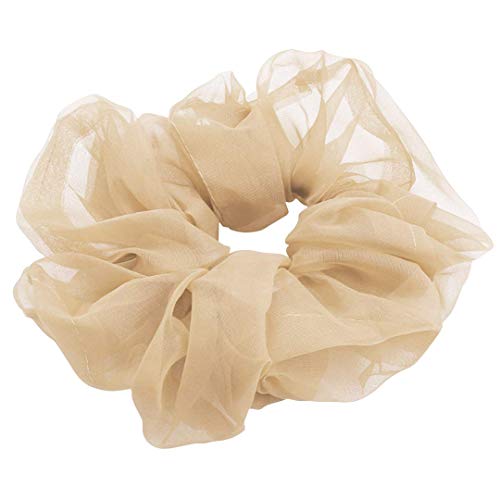 Daisy Del Sol 5 Pack Assorted Sheer Organza Earthy Pastel Solid Color Ponytail Holder Hair Scrunchies #TOP1