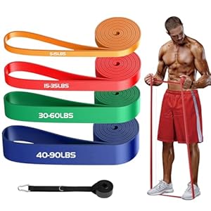 Giiyr Resistance Bands Set for Men & Women – 4 Levels Exercise Band with Door Anchor, Pull Up Bands for Strength Training, Stretching, Powerlifting, Home Workouts, and CrossFit