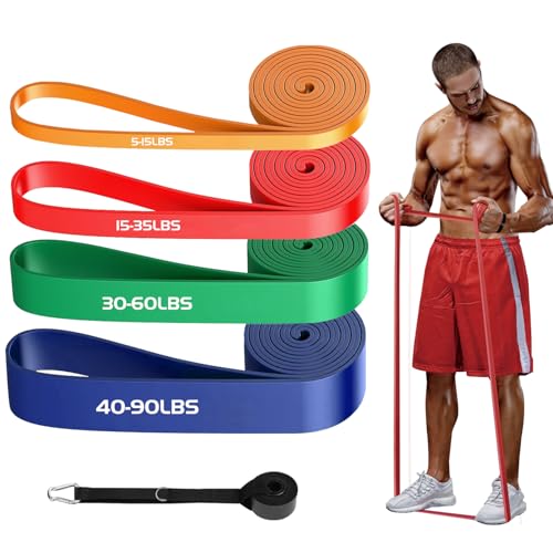Giiyr Resistance Bands Set for Men & Women - 4 Levels Exercise Band with Door Anchor, Pull Up Bands for Strength Training, Stretching, Powerlifting, Home Workouts, and CrossFit