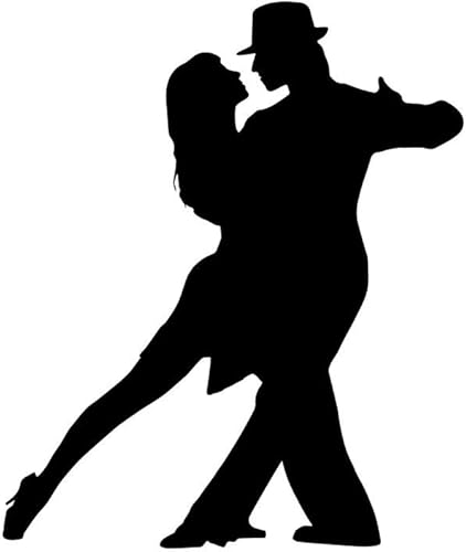 ND129 - Calcomanía de pareja de danza latina a la izquierda, 5.5 x 4.6 pulgadas, vinilo negro de alta calidad