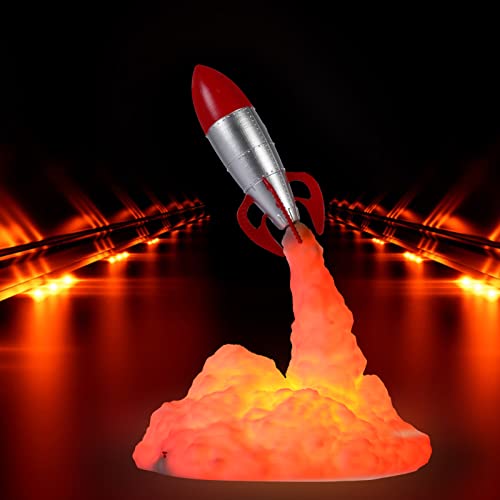 Candeeiro de mesa Uplory, lâmpada de foguete com impressão 3D inovadora luz de mesa de cabeceira com