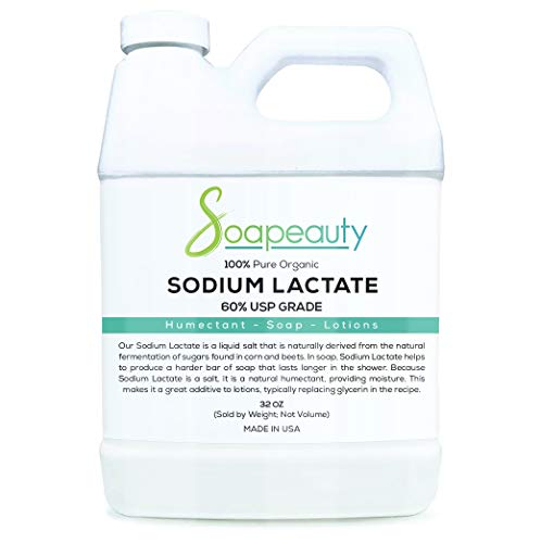 SODIUM LACTATE for Soap Making & Lotions | Organic 60% USP Pure Natural Preservative | Harder Bar of Soap, Bigger Yield, Faster Cure Time, Provides Moisture | Sizes 2 OZ to 1 GALLON | 32 OZ