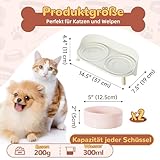 Hundenapf Set Erhöht Hunde Napfset - Doppel Fressnapf Hund Keramik mit Spritzschutz Ständer - Hundenäpfe 2er Set für Futter und Wasser - Futterstation für Kleine Hunde und Katzen - 2 x 300 ml - Rosa