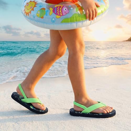 Image of Boys Girls Strap Flip Flops Sandals Cute Cartoon Unicorn Shark Toddler Flip Flop Kids Pool Beach Flat Slide Summer Water Shoes