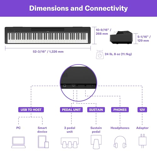 Yamaha P-145BT Portable Digital Piano with Bluetooth - 88 Keys - Image 3