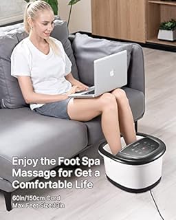 RENPHO Pediluvio piedi con Riscaldamento Veloce Massaggio Automatico e Potenti Getti di Bolle, Rulli Massaggianti shiatsu Motorizzati, Pedicure per Piedi Stanchi, Temperatura Regolabili