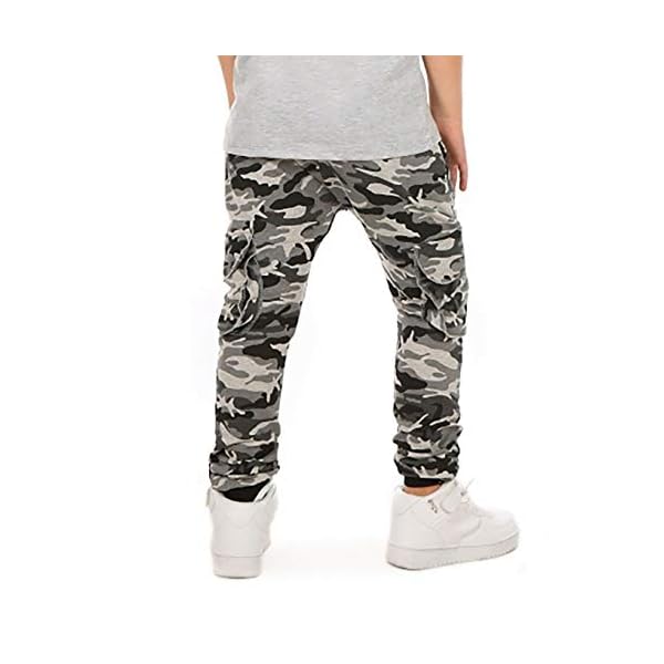 Solvera Jogginghose für Kinder, elastisch an der Taille, Camouflage-Hose, für Jungen, Cargo-Stoff, mit Militär-Taschen – Bild 3