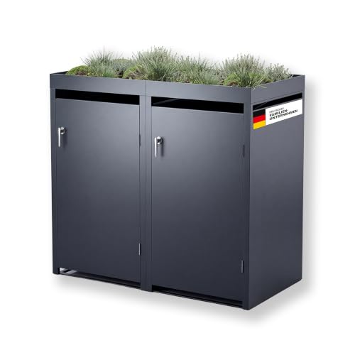 Metzler Mülltonnenbox in Anthrazit mit Pflanzdach 2er 240L...