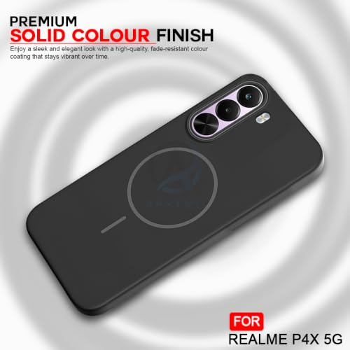 Image of AESTMO Shockproof Back Case Cover for Realme P4X 5G | Slim Hard Shell | Hard Back Cover for Realme P4X 5G (Compatible with MagSafe Accessories, Black)