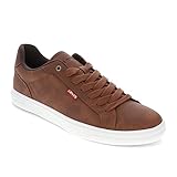 Levi's Mens Carter NB Vegan Leather Casual Lace Up Sneaker Shoe, Tan/Dark Brown, 11 M