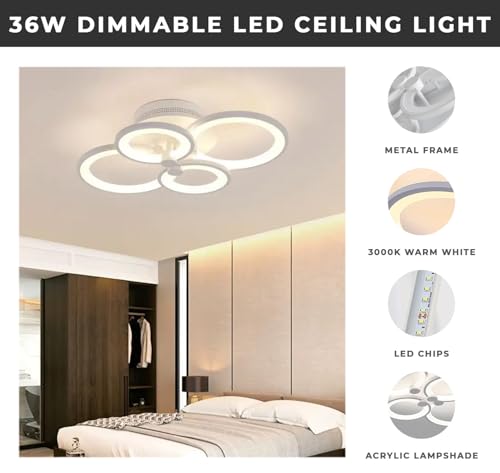 Image of PANCA Ceiling Light for Hall, Minimalist LED Light for Room, Surface Lights, Fancy Lights for Living Room, Chandelier Light, Roof Lights, False Ceiling Light (4 Ring LED Light)