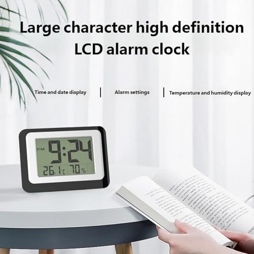 Réveil numérique grand écran avec hygromètre intérieur et installation facile - 7