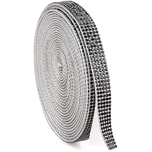 0.4 in Sparkling Rhinestone Ribbon for Crafts - Self Adhesive Crystal Strips, Rhinestone Stickers, Glitter Tape - Versatile Rhinestone Trim for DIY Projects and Decorations Black, 4 Yards