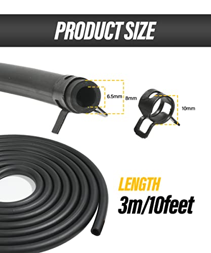 ESEWALAS 20pcs Fuel Line Kit,9.85 Feet 1/4 Inch ID Fuel Line Hose,2/5\" (11mm) ID Hose Clamps,Suitable For Motorcycle Small Engines,Tractors,Mowing Machine,Snow Machine.