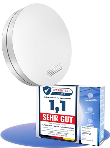 ALPENLUFT Rauchmelder Funk Vernetzt 10 Jahre Batterie, Rauchwarnmelder & Hitzemelder 2in1,...