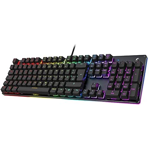Black Shark Mechanische Gaming Tastatur RGB-Beleuchtung, QWERTZ Deutsches Layout, Blauen Schaltern, Anti-Ghosting 105 Tasten, Metall Platte, Voll Programmierbare Gaming Tastatur Cover