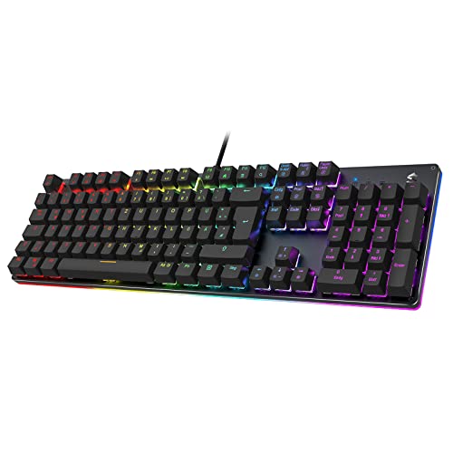 Black Shark Mechanische Gaming Tastatur RGB-Beleuchtung, QWERTZ Deutsches Layout, Rote Schalter, Anti-Ghosting 105 Tasten, Metall Platte, Voll Programmierbare Gaming Tastatur, für PC Gamers