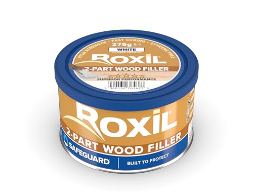 Roxil Two-Part Wood Filler White - 220cm³ Coverage. Premium High-Strength Wood Repair Filler for Interior & Exterior Timber, Fully Stainable & Sandable, Superior Moulding, Low Hazard Formula