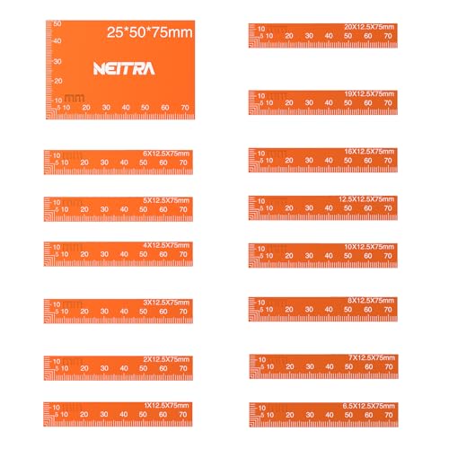Neitra Metric Setup Blocks Woodworking - 15 PCS Aluminum Height Gauge Blocks Set - Woodworking Measuring Tools Precision Setup Bars for Router Table Saw, Orange