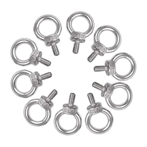 VIVIIHOO Eye Bolt Stainless Steel M6 Pack of 10 Eye Bolts Ring Secure Round Eye Bolt for Hanging and Roll of Attachment Cover