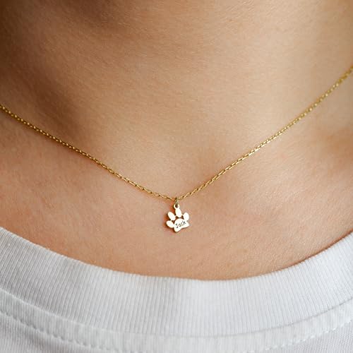 Custom Engraved Paw Print Necklace – 925 Sterling Silver or Gold, Personalized Memorial Jewelry, Thoughtful Gift for Pet Lovers, Unique Charm Keepsake, Christmas Gift4