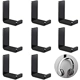 Weewooday 8 Pcs Headphone Hanger Headphone Holder Wall Hook Desk Bulk Adhesive Headset Wall Mount Stand General Purpose (Black)