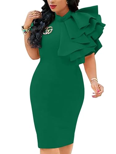 xxtaxn women's cocktail bodycon ruffle sleeveless formal midi pencil dress XXTAXN Women's Cocktail Bodycon Ruffle Sleeveless Formal Midi Pencil Dress