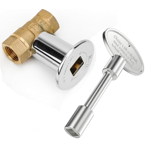 Onlyfire 1/2 Inch Straight Gas Key Valve Kit for Fire Pit Fireplace Polished Chrome Flange and 3 Inch Key
