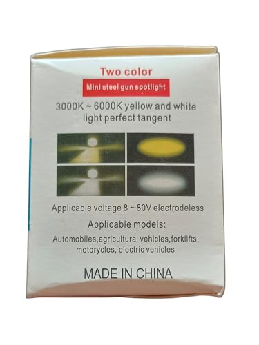 Image of Mini Steel Spotlight, Dual Color 3000K-6000K, 8-80V Vehicle Light with High /Low Beam, Black