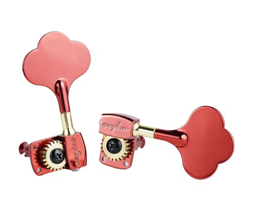 Guyker Bass Tuners (3R + 2L) - 1:22 Ratio Gear Open Frame Bass Drop Locking Machine Head Tuning Key Pegs Replacement for Electric Jazz Guitar Bass or Precision Instruments, BB100 Red by guyker - Image 3