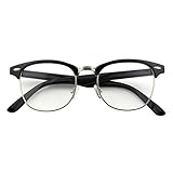 brillengestell gold vintage Halbrahmen Kunststoff/Metall CGID 50er Jahre Retro Nerd Brille Halbrahmen Hornbrille Stil Rockabilly Streberbrille,Glossy Schwarz