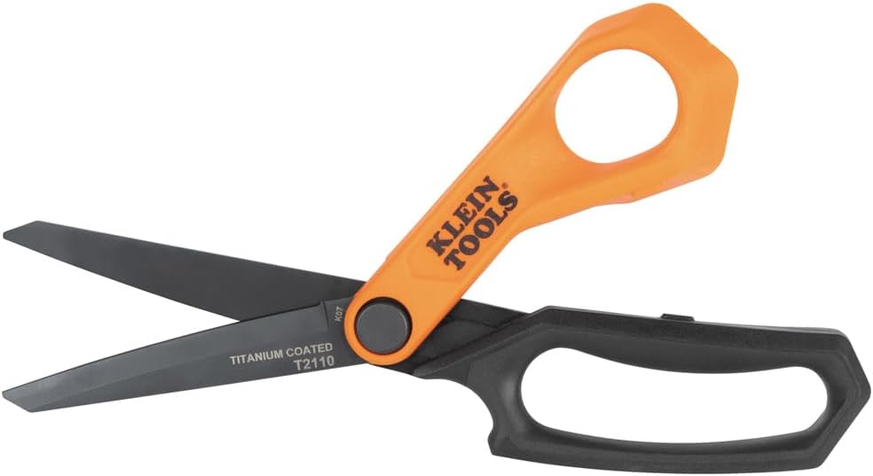 Klein Tools T2110 Titanium-Coated Professional Scissors, Stainless Steel Shears for Cutting Sheet Metal, Leather, and Heavy-Duty Materials, 10-Inch - Image 2
