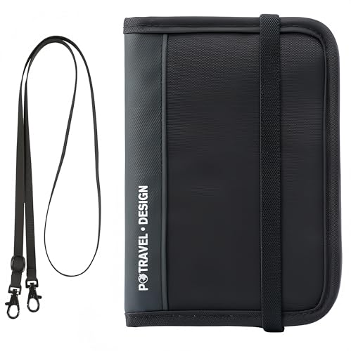 Portafoglio da viaggio con blocco RFID sottile per passaporto unisex tasca nascosta per contanti carte di credito portafoglio da impermeabile nero Rfid Bloccaggio Collo