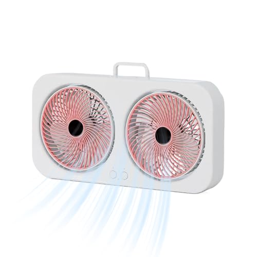 Genérico Ventilador Pequeño De Mesa | Enfriador De Aire Doble Cabezal - Ventilador USB Recargable Portátil Colgable y Silencioso para Acampar Viajes Playa Tienda Dormitorio Gimnasio