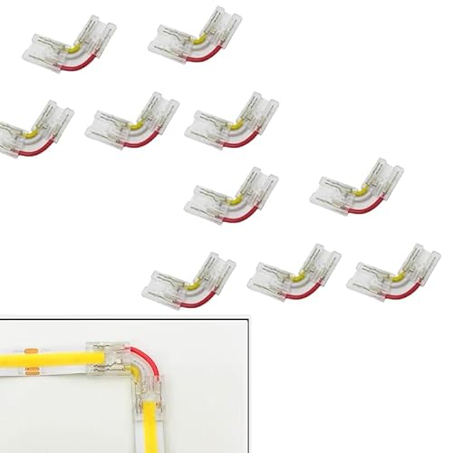 Amefil Connecteur COB 3PinFCOB de 10 mm, utilisé pour la bande LED COB de WS2811 IC RGB 630LED/m, connecteur en forme de L 10 pièces