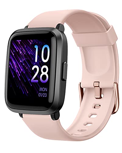 YAMAY Smart Watch, Watches for Men Women Fitness Tracker Blood Pressure Monitor Blood Oxygen Meter Heart Rate Monitor IP68 Waterproof, Smartwatch Compatible with iPhone Samsung Android Phones (Pink)