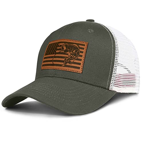 Simocked Fish American Flag Trucker Hat Fishing Hat - Fishing Gifts For Men - Snapback Baseball Cap #TOP7
