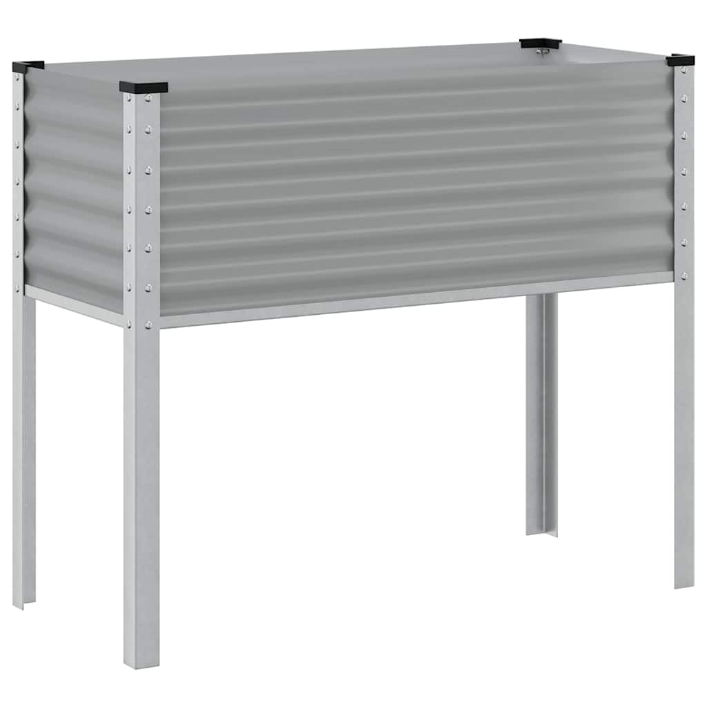 Grand bac rectangulaire balcon en acier gris 100x45x90 cm pour potager urbain et fleurs patio