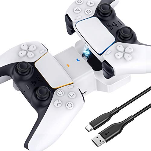 Preisvergleich Produktbild Benazcap PS5 Ladestation Kompatibel mit PS5 Controller, PS5 Zubehör DualSense LED-Anzeige Ladestation mit Schnelles Laden TypeC Kabel für Playstation 5 Controller