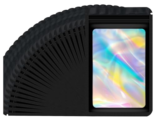 JETMORE 100 Pack Holographic Mylar Bags, Freshie Bags (5x7 Inch, Black)